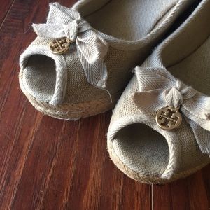 Tory Burch Jackie Espadrille peep toe wedges